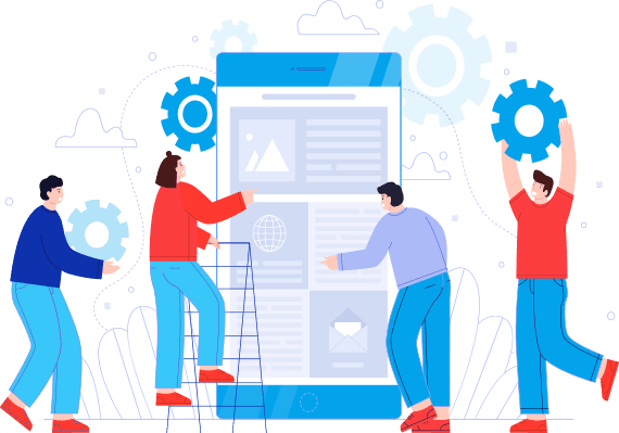 Team building an app together